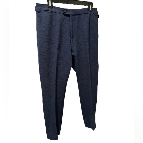 Thom Sweeney 100% Cotton Flat Front Pants in Navy, waist size 33 inches - Picture 3 of 10